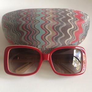 MISSONI RED SQUARE SUNGLASSES, oversized
